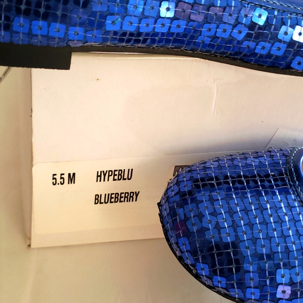 Style & Co New Flats Sequined Shoes BLUE NIB Women's 5.5 - Picture 5 of 15